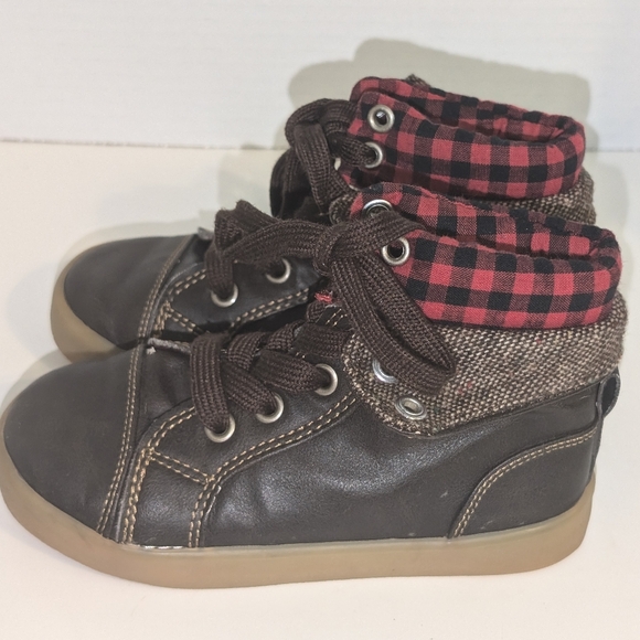 GAP Little Boys Ankle Boots with Plaid Red and Black Ankle Feature Size 9 - Picture 6 of 10